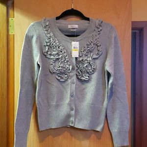 Van Heusen, women's small, pearl gray cardigan sweater